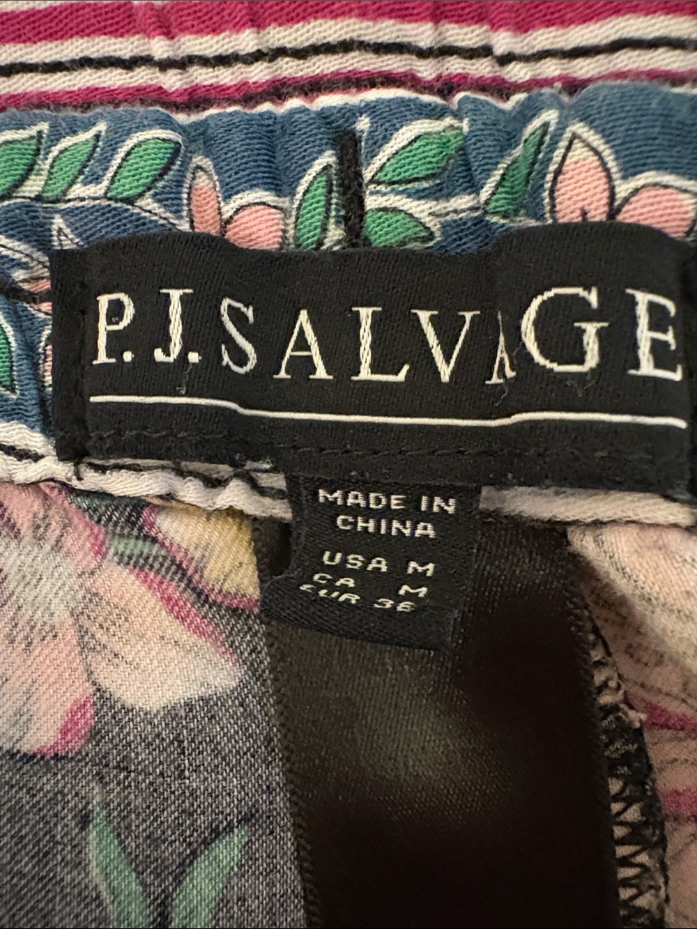 PJ Salvage Black Floral Border Print Pajama Pants - Picture 6 of 7